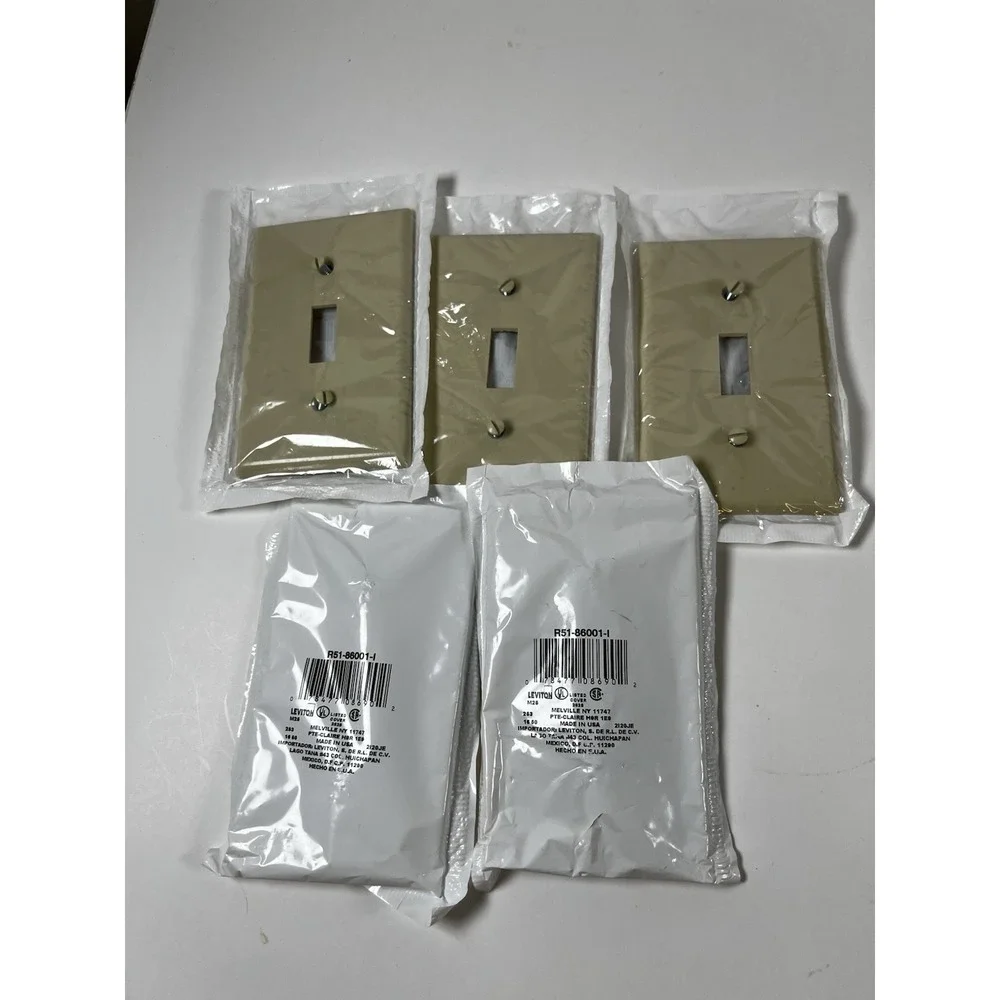 Leviton‎ 86001 Ivory Bakelite 1-Gang Toggle Wallplate Lot of 5 NEW